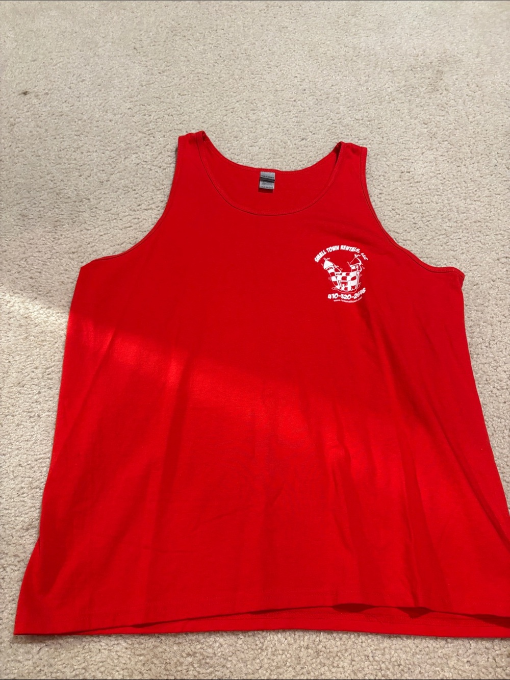 Gildan Red Men's Swim Rash Tank with White Chest Logo